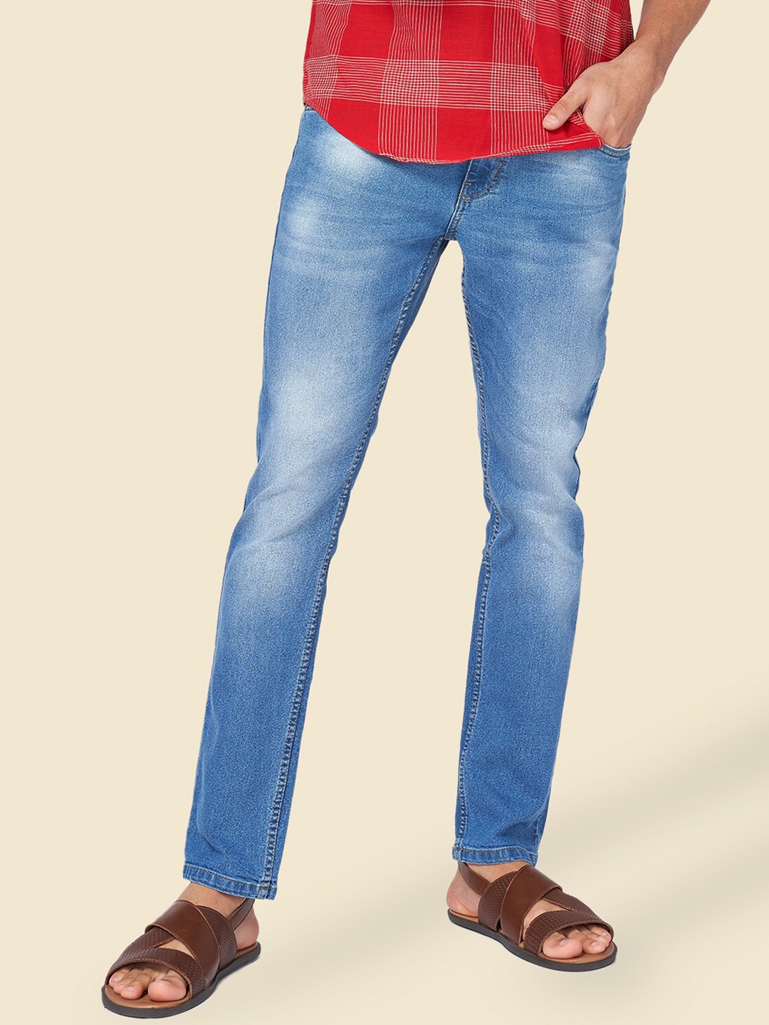 

YU by Pantaloons Men Mid-Rise Tapered Fit Heavy Fade Jeans, Blue