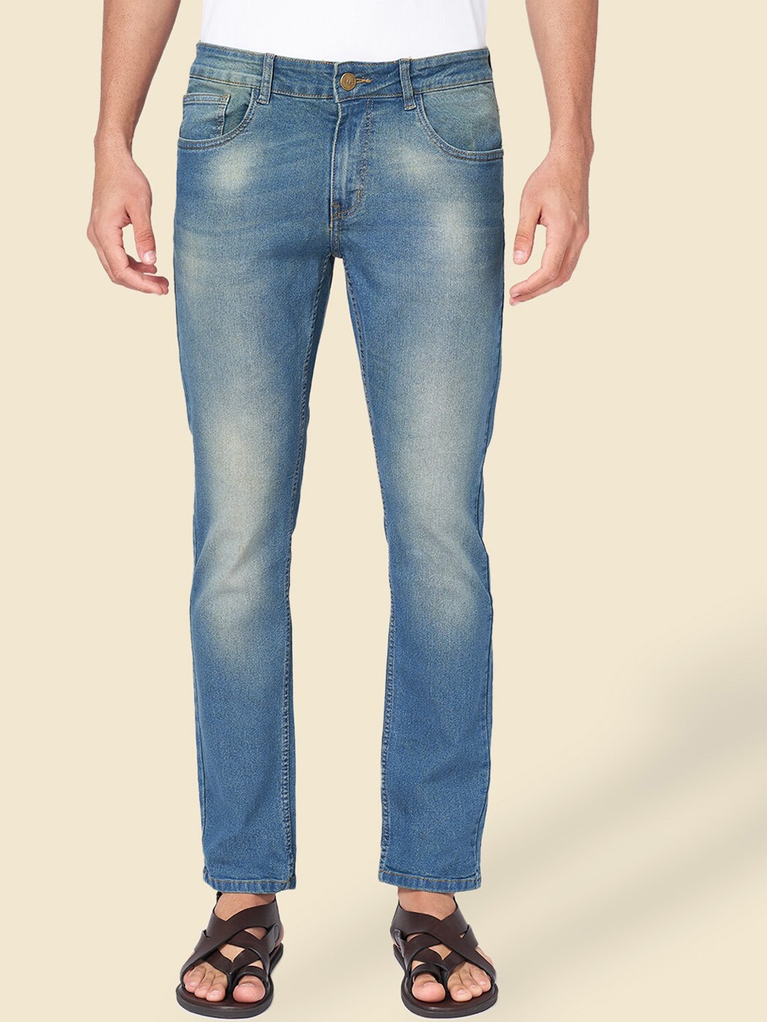 

YU by Pantaloons Men Mid-Rise Tapered Fit Heavy Fade Jeans, Blue