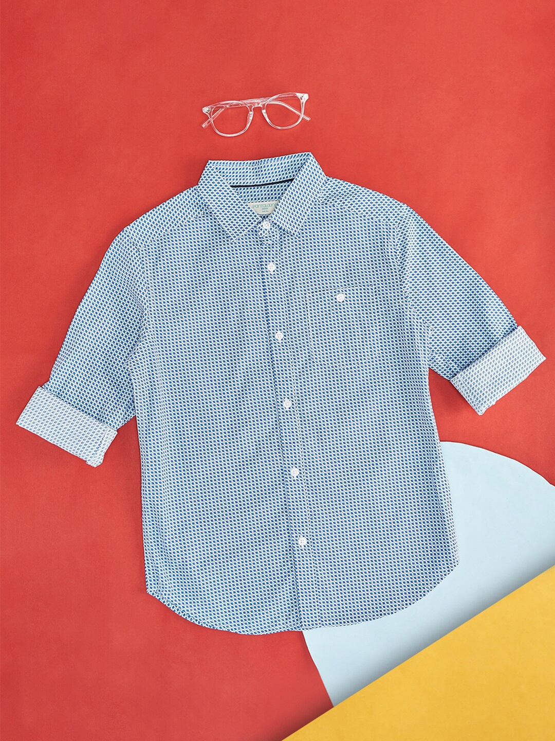 

Pantaloons Junior Boys Geometric Printed Cotton Shirt, Blue