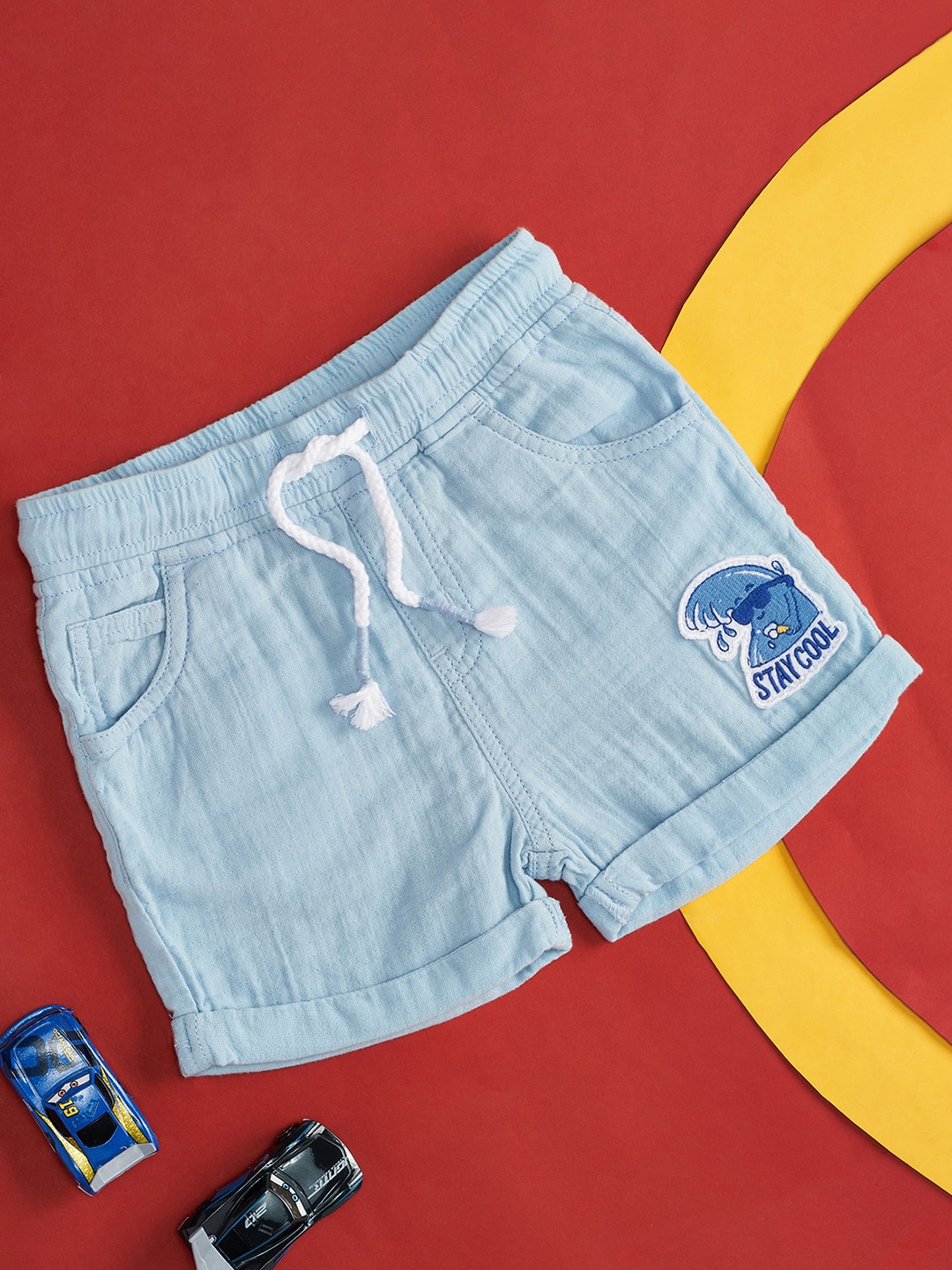 

Pantaloons Baby Infant Boys graphic Printed Cotton Shorts, Blue