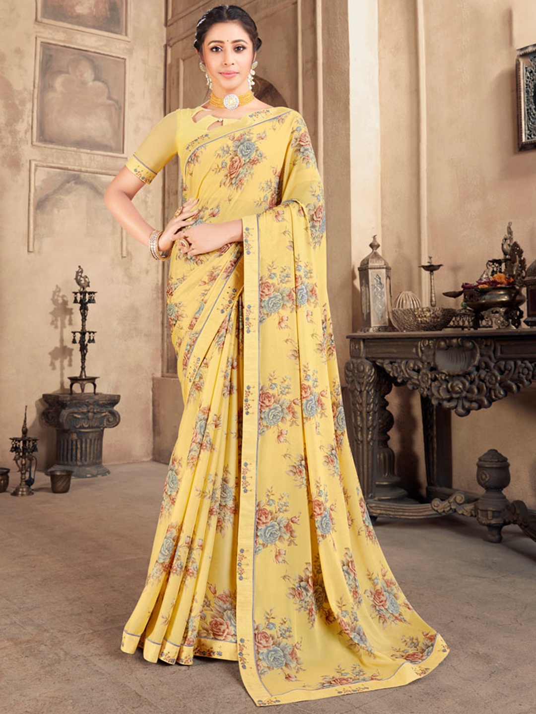 

Vishal Prints Floral Printed Saree, Brown