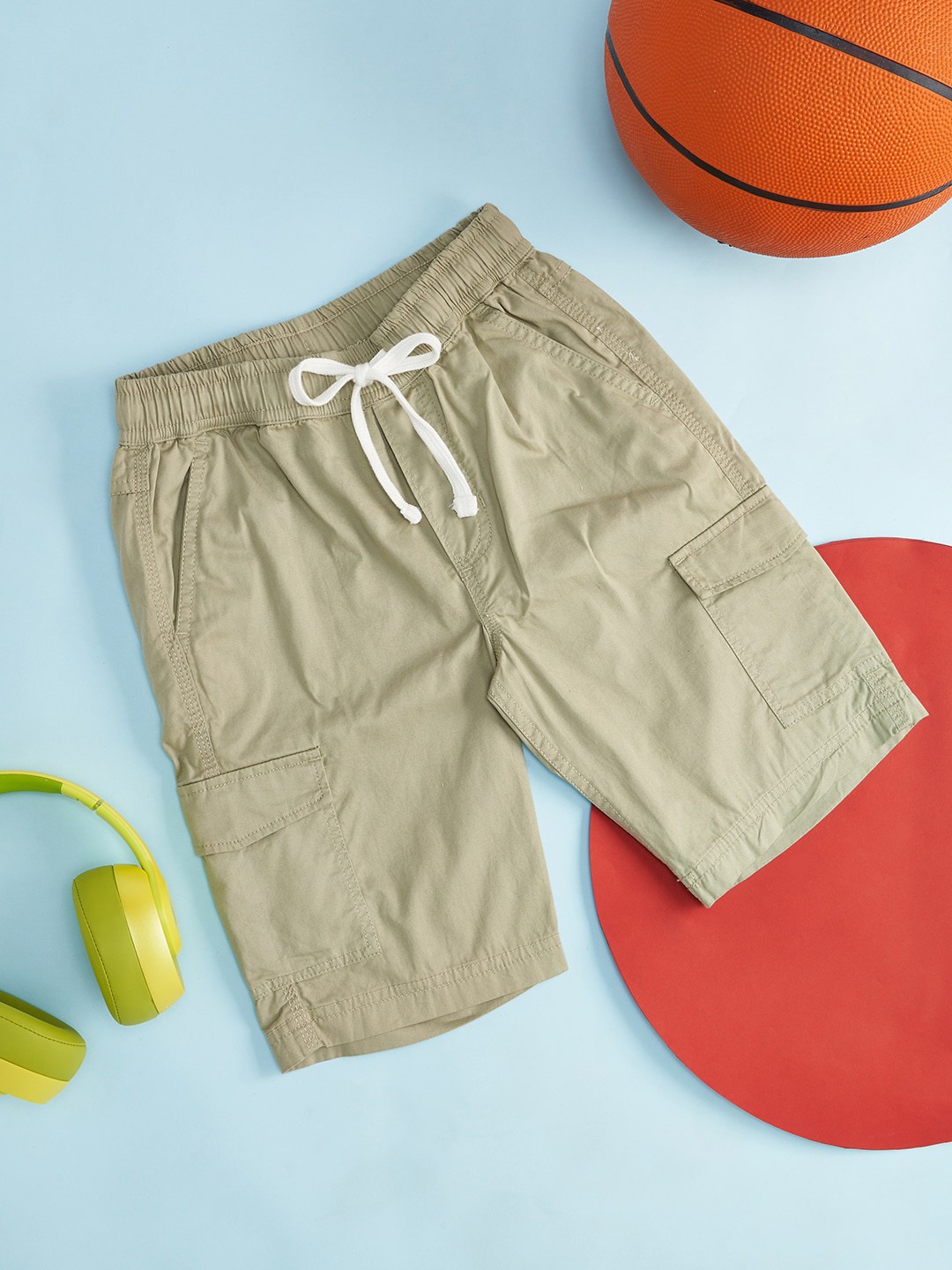 

Pantaloons Junior Boys Cotton Cargo Shorts, Beige