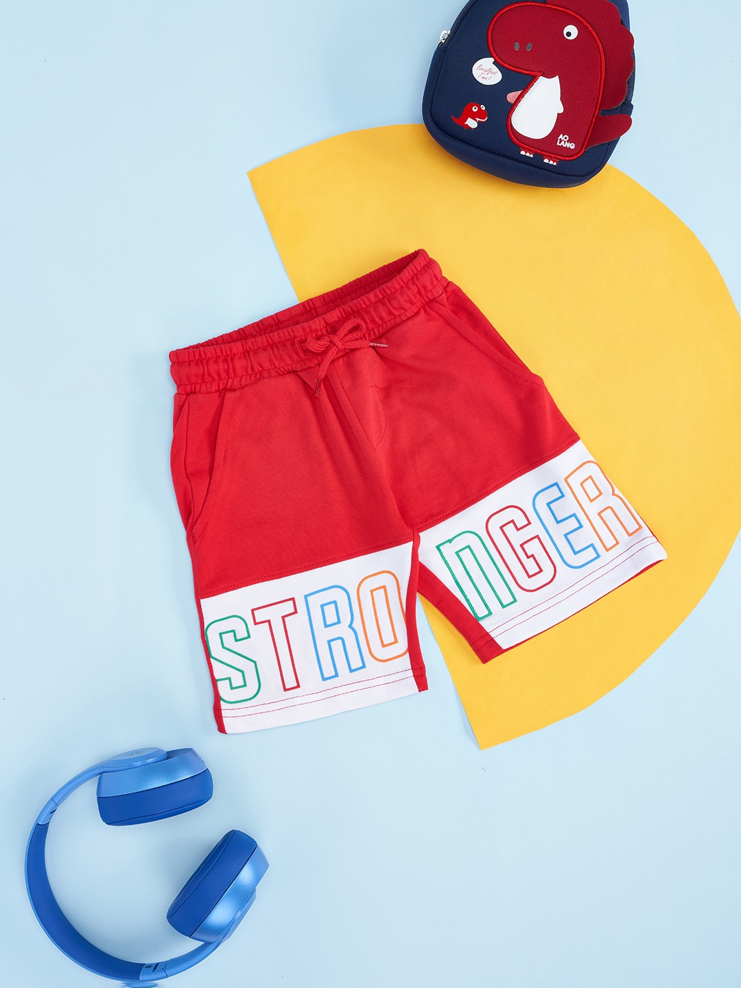 

Pantaloons Junior Boys Typography Printed Cotton Shorts, Red