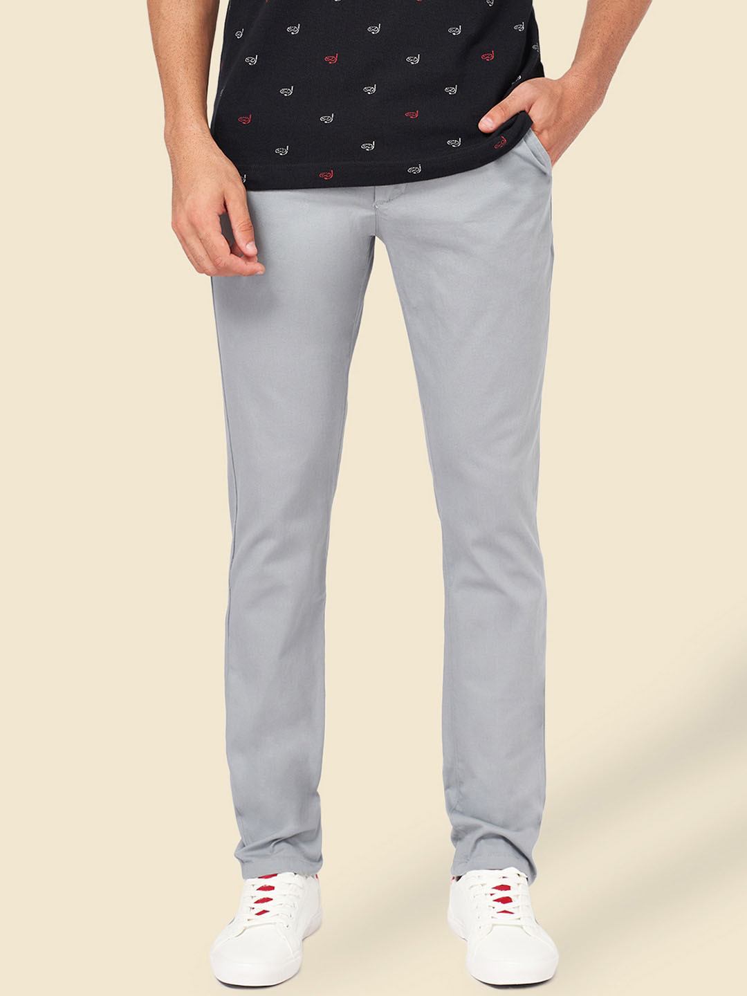 

BYFORD by Pantaloons Men Mid-Rise Cotton Trousers, Grey