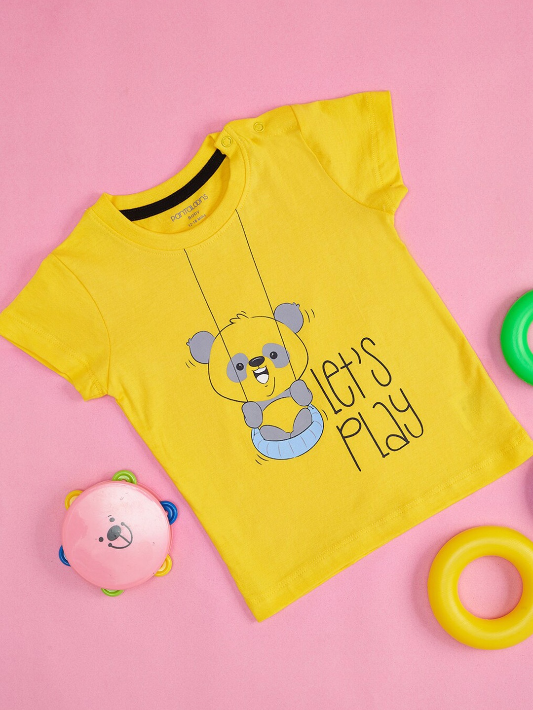 

Pantaloons Baby Infant Boys Graphic Printed Cotton T-shirt, Yellow