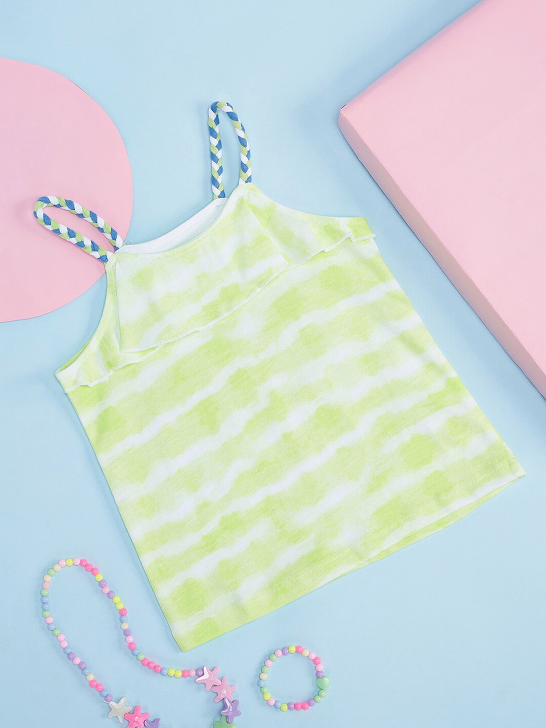 

Pantaloons Baby Infant Girls Striped Shoulder Straps Top, Green