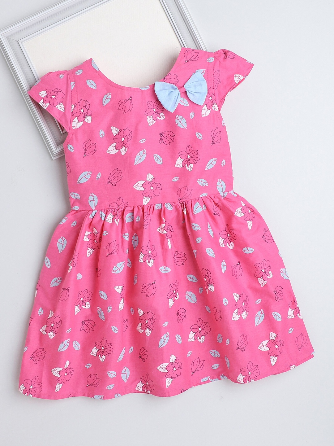 

The Magic Wand Girls Print Fit & Flare Cotton Dress, Pink