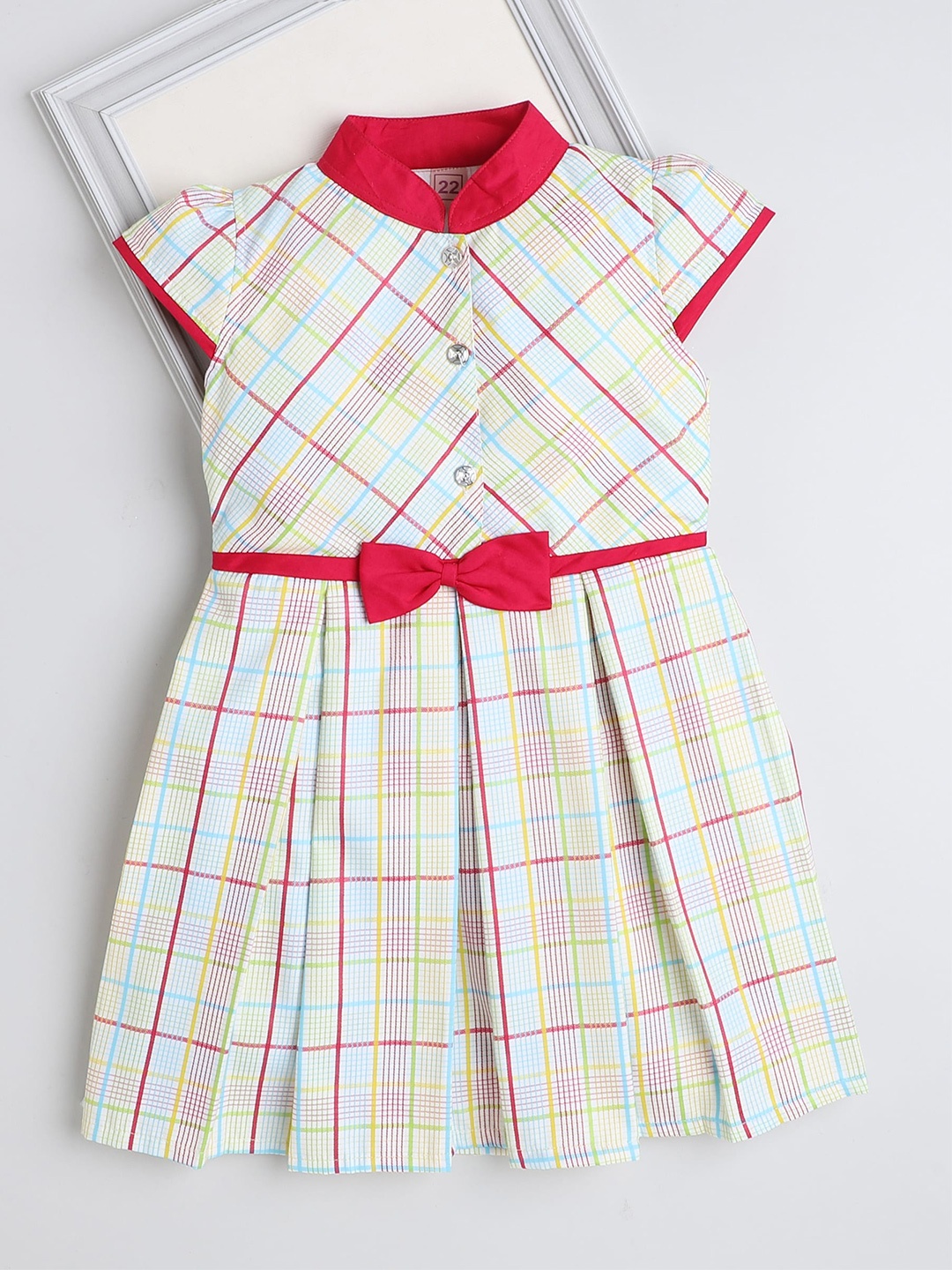 

The Magic Wand Girls Checked Fit & Flare Cotton Dress, Yellow