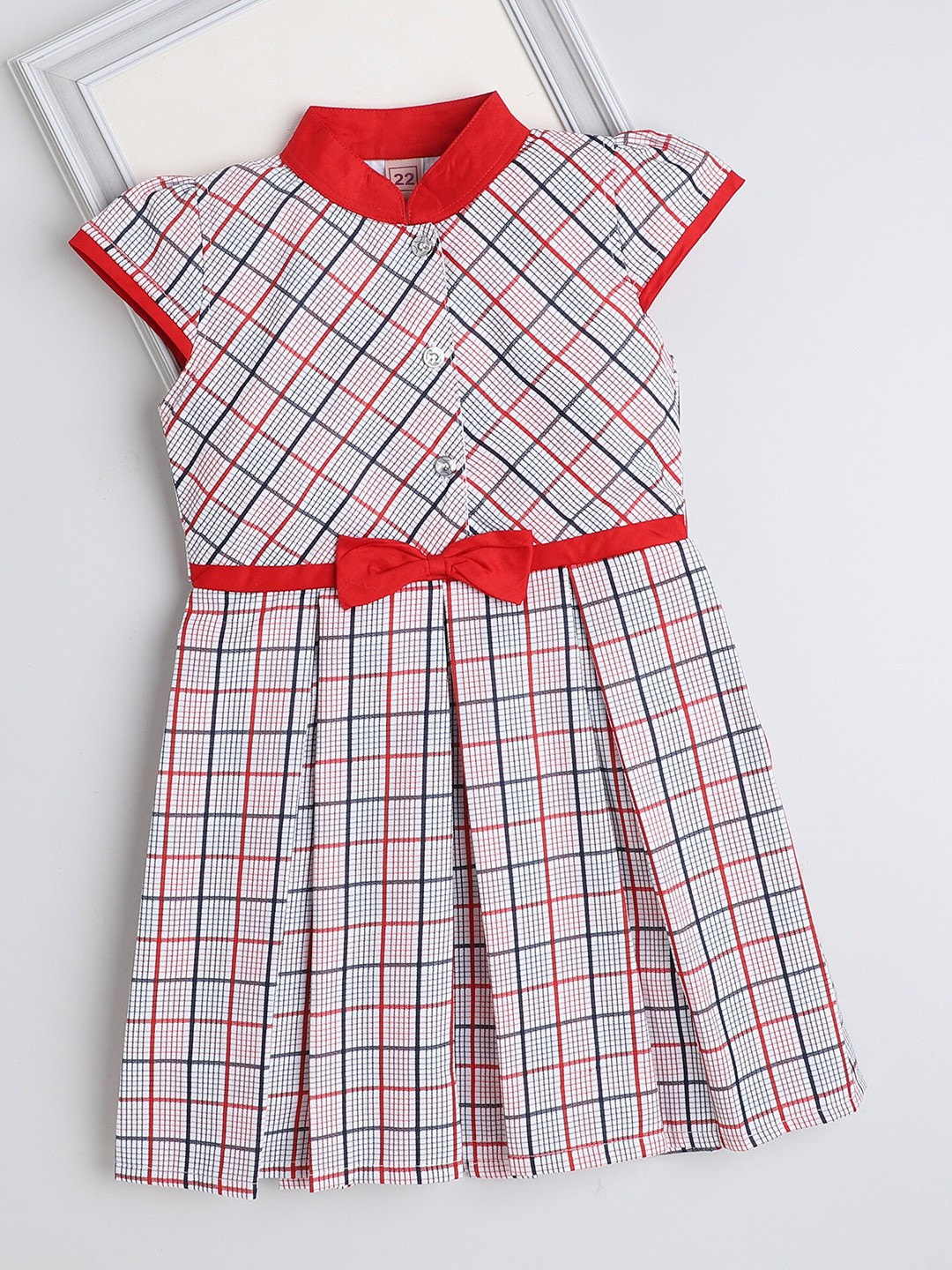 

The Magic Wand Girls Checked Fit & Flare Cotton Dress, Pink
