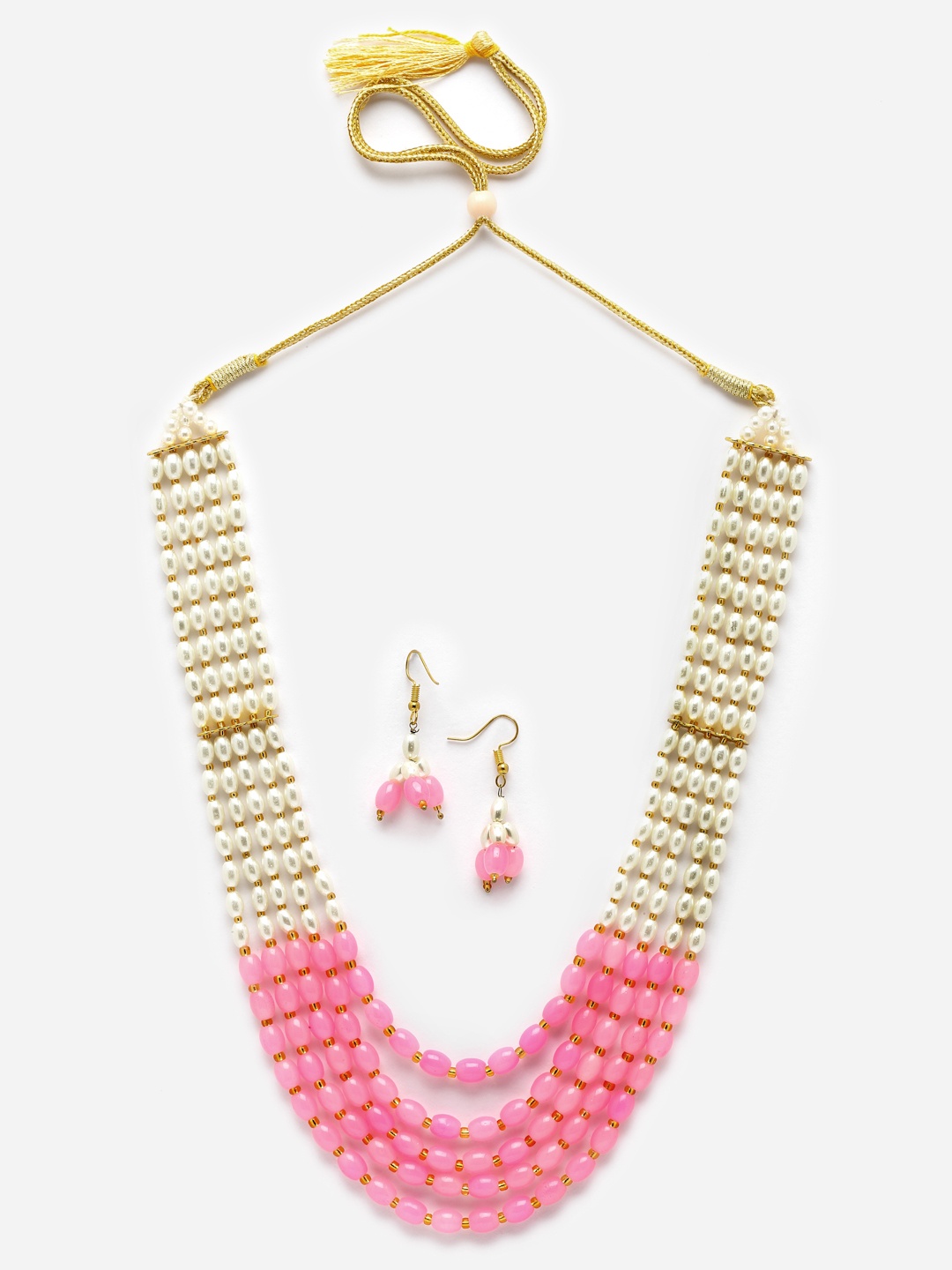 

Aazeen Gold-Plated Pearl-Studded & Beaded Layered Jewellery Set