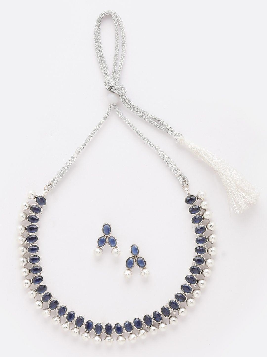 

Aazeen Rhodium-Plated CZ Stone Studded Jewellery Set, Silver