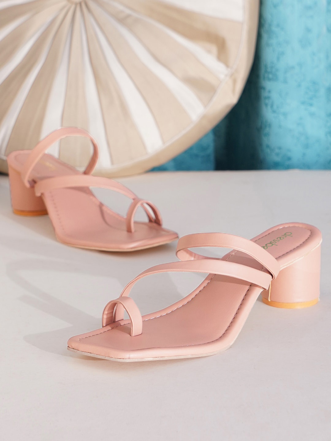 

DressBerry Pink Strappy One Toe Block Heels