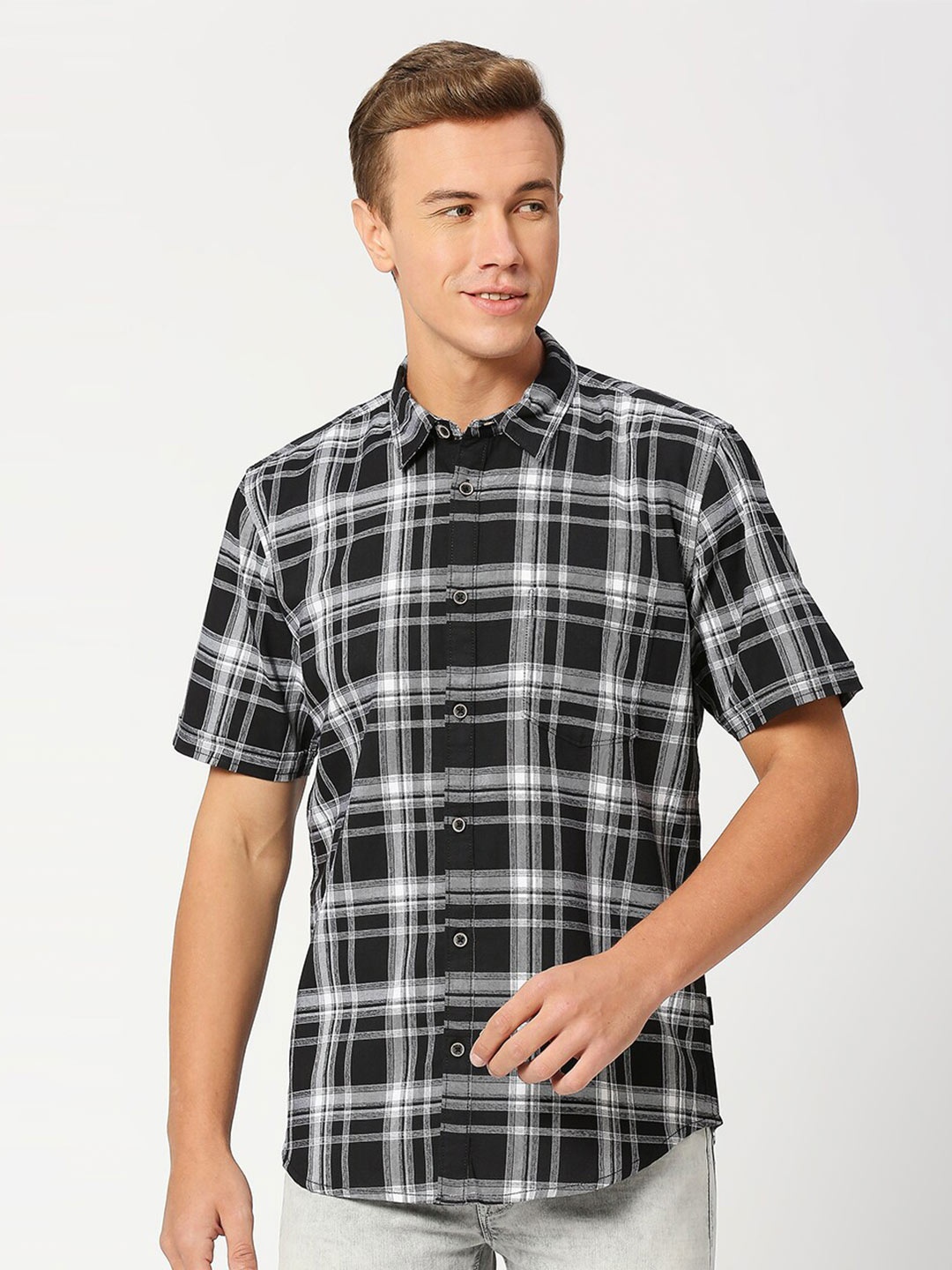 

Pepe Jeans Tartan Checked Twill Casual Pure Cotton Shirt, Black