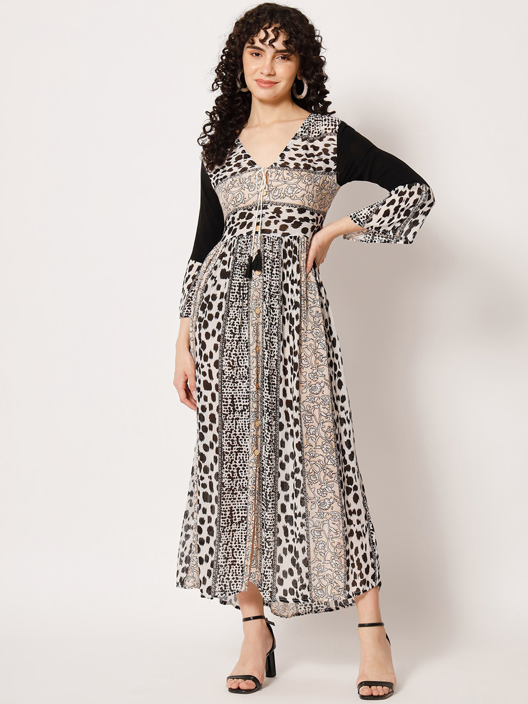 

VELDRESS Animal Print Maxi Dress, Black