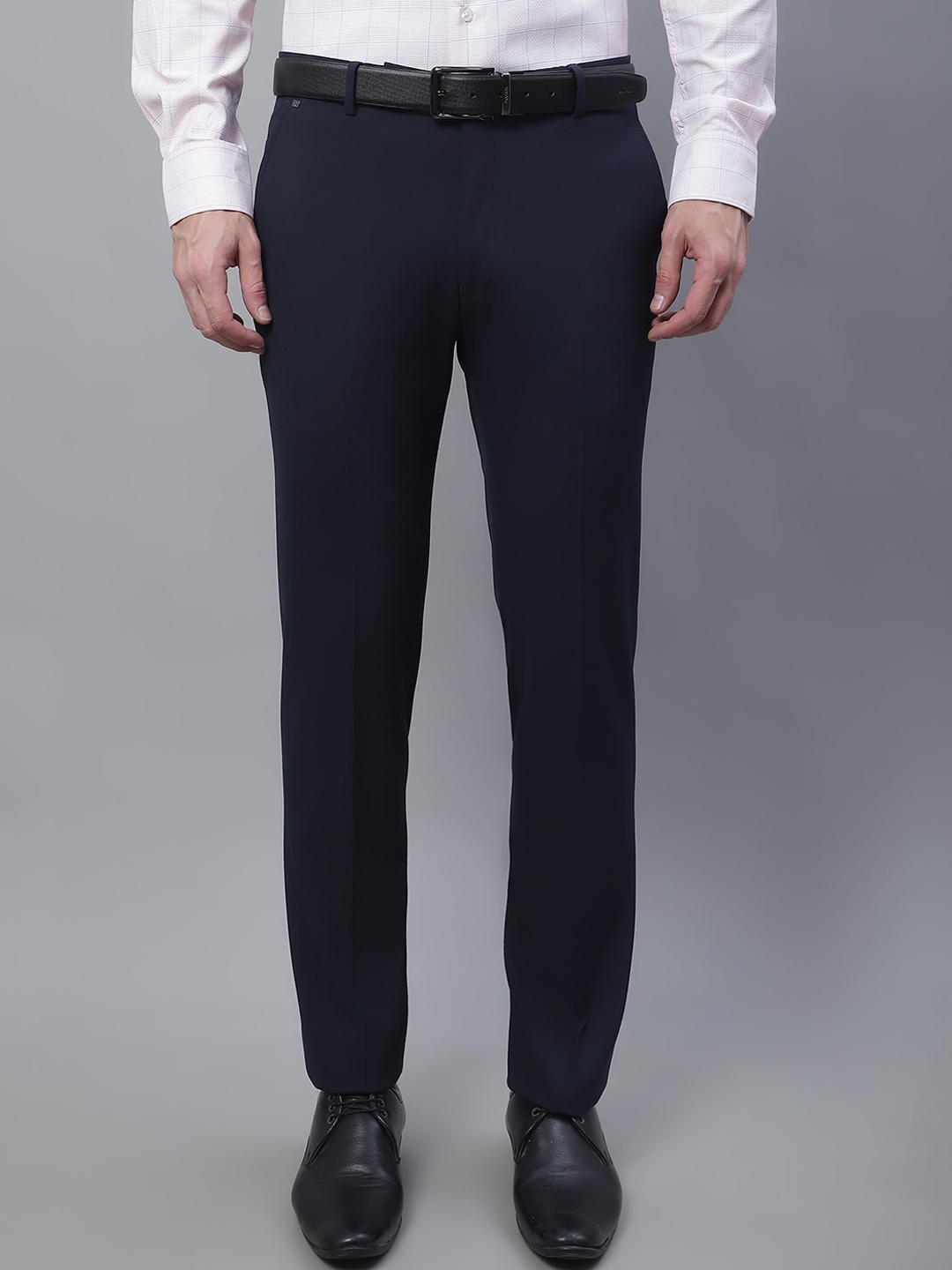 

Cantabil Men Mid Rise Cotton Regular Trousers, Navy blue