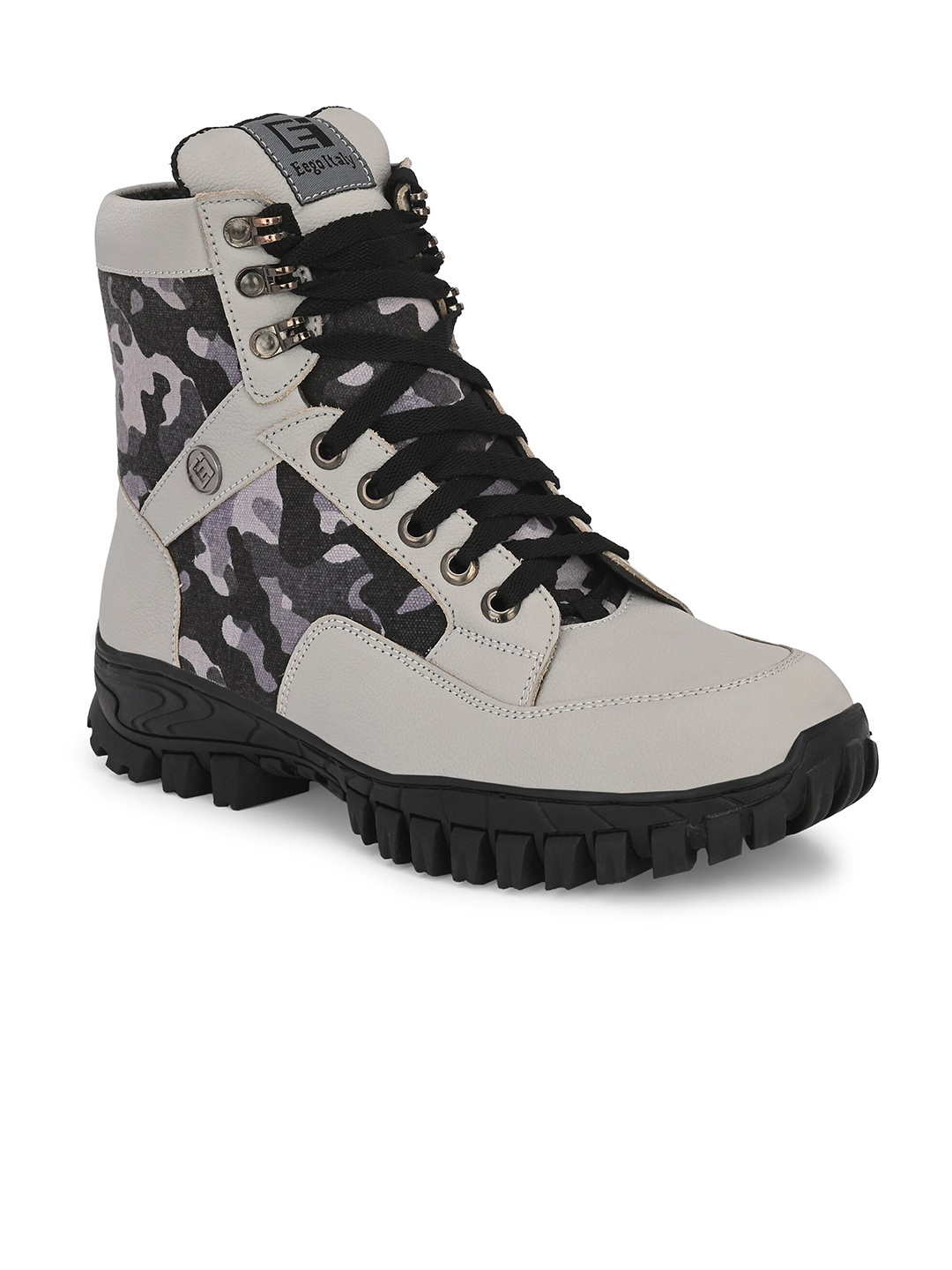

Eego Italy Men Leather High-Top Trekking Non-Marking Shoes, Grey