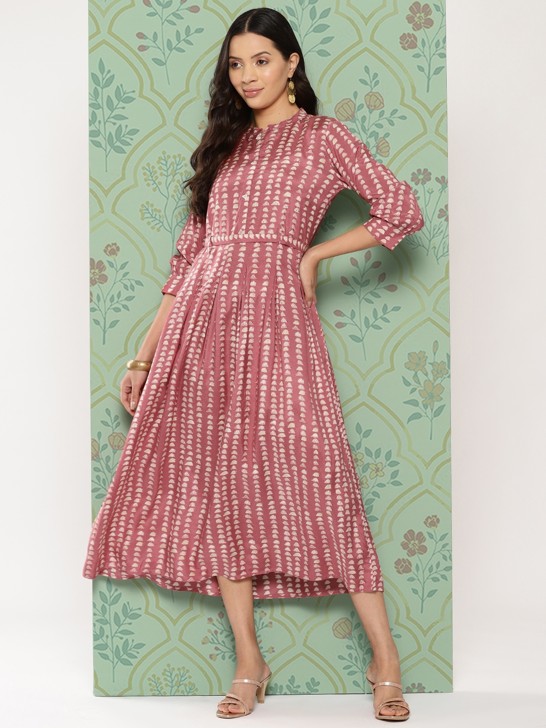 

ZOLA Printed A-Line Maxi Dress, Mauve
