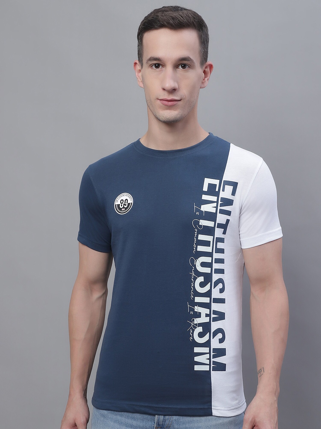 

Cantabil Typography Printed Round Neck T-Shirt, Blue