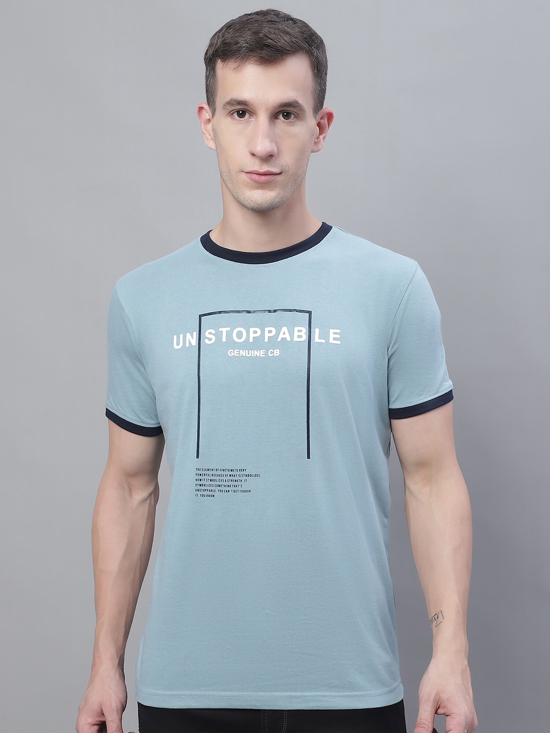 

Cantabil Typography Printed Round Neck T-Shirt, Blue