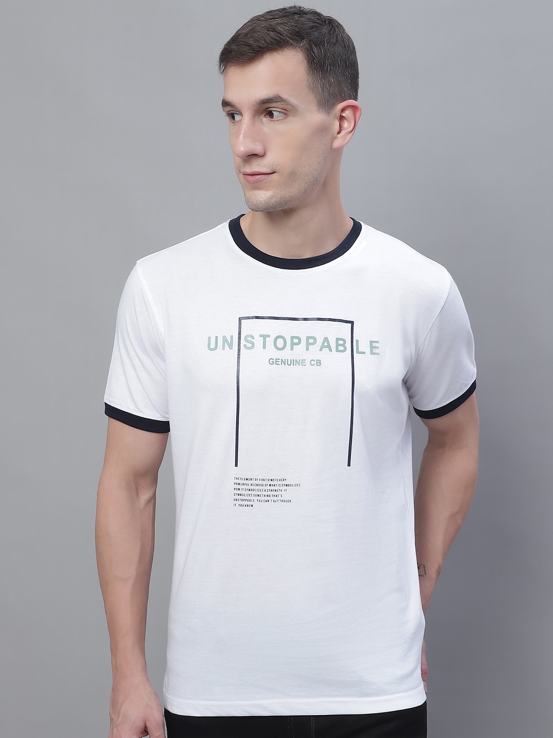 

Cantabil Typography Printed Cotton T-Shirt, White