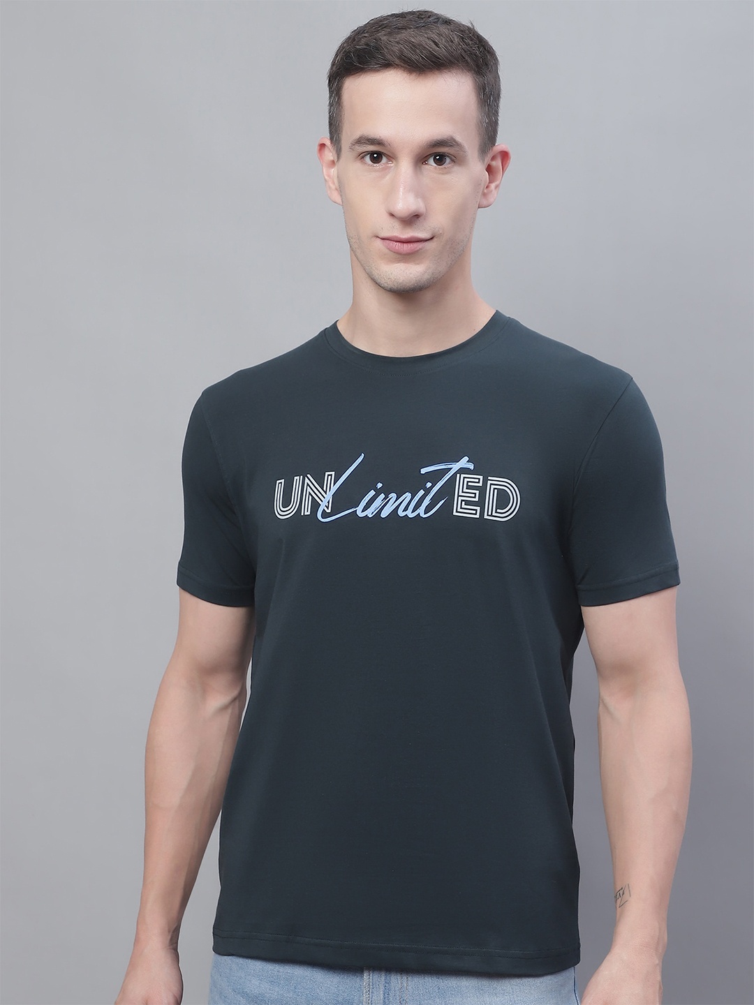 

Cantabil Typography Printed Cotton T-Shirt, Grey