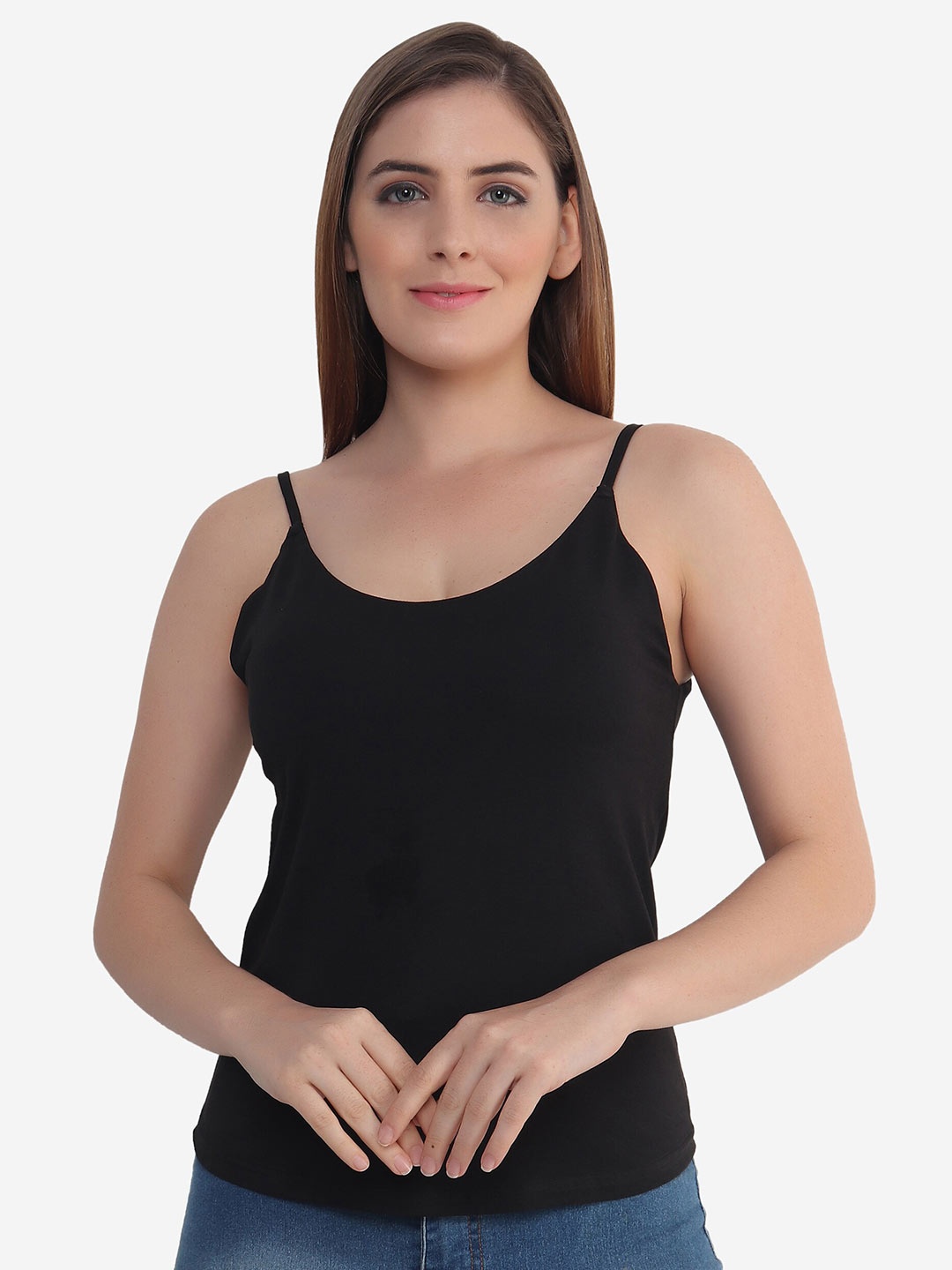 

Beau Design Black Solid Bra Camisole