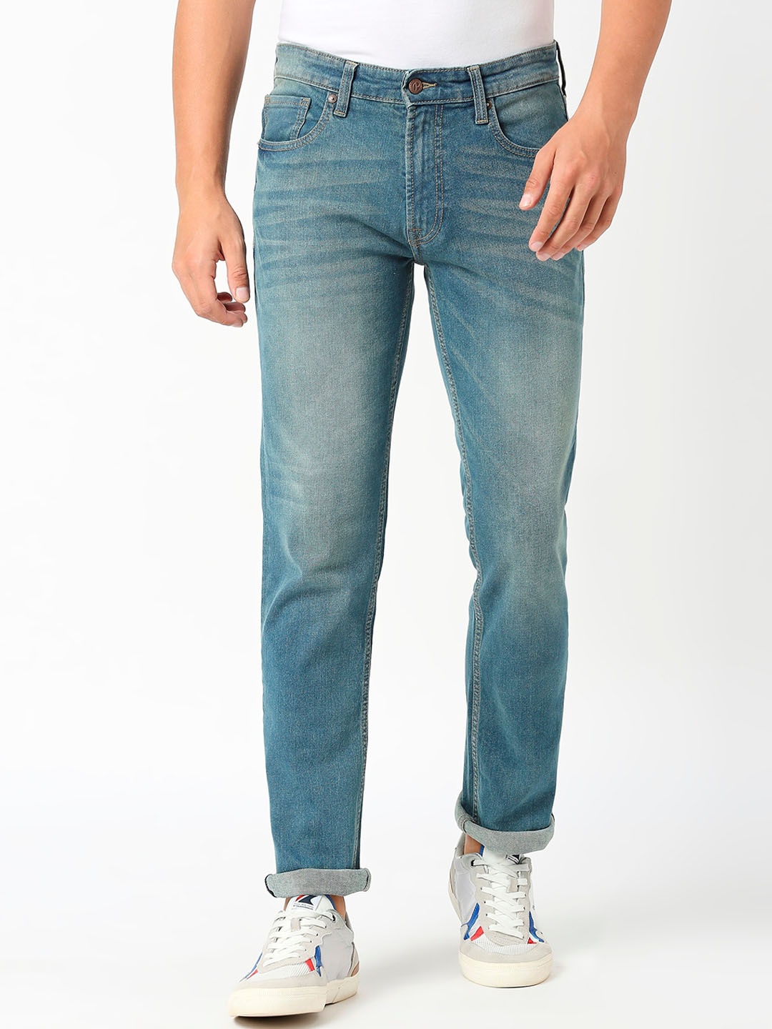 

Pepe Jeans Men Mid-Rise Holborne Regular Fit Clean Look Light Fade Stretchable Jeans, Blue