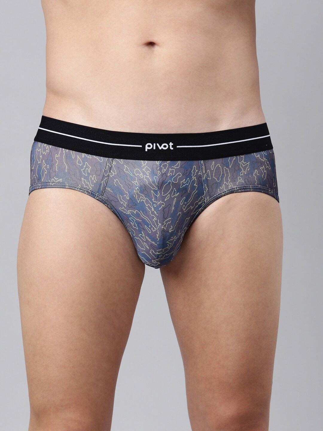 pivot Men Mid-Rise Abstract Printed Basic Briefs, Blue