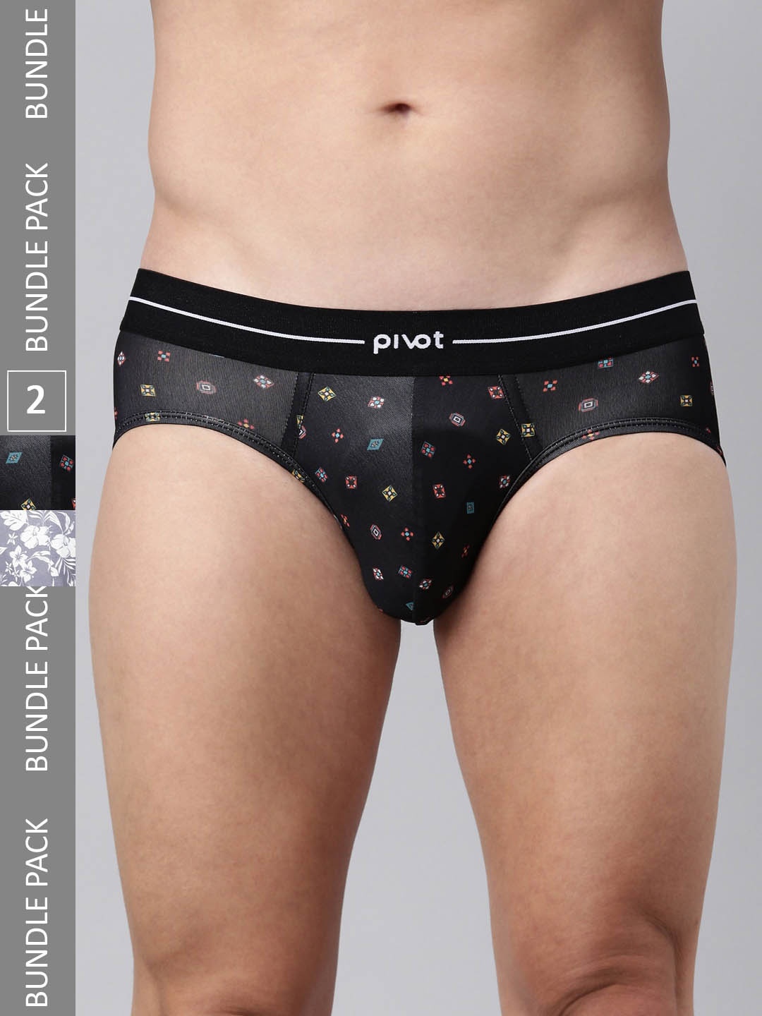 

pivot Men Pack Of 2 Mid-Rise Assorted Basic Briefs