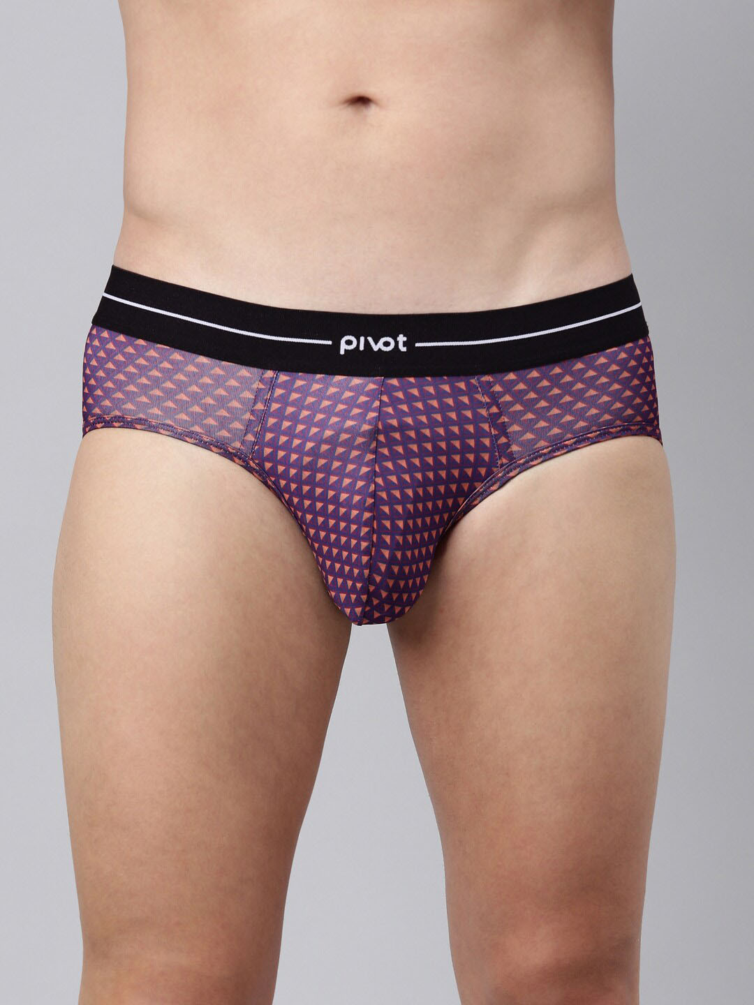 

pivot Men Mid-Rise Geometric Printed Basic Briefs, Purple