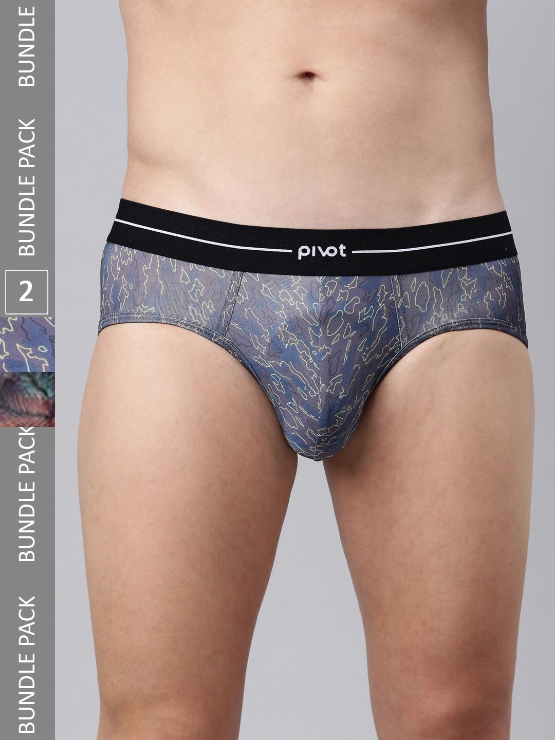 

pivot Men Pack Of 2 Mid-Rise Assorted Basic Briefs