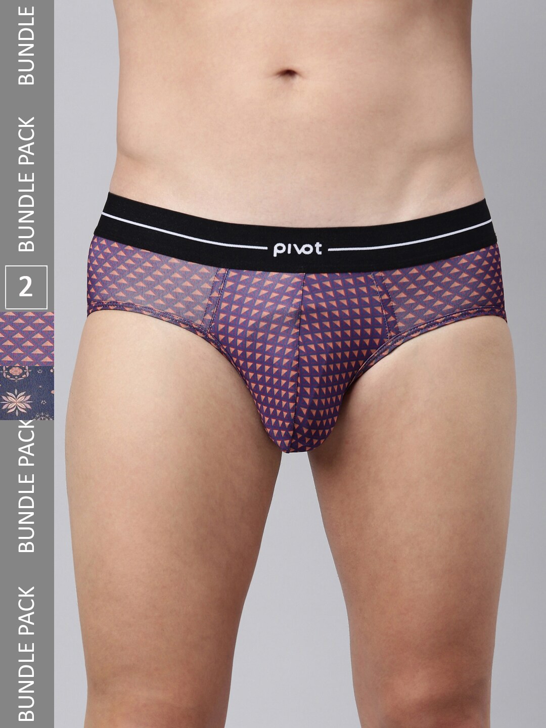 

pivot Men Pack Of 2 Mid-Rise Assorted Basic Briefs
