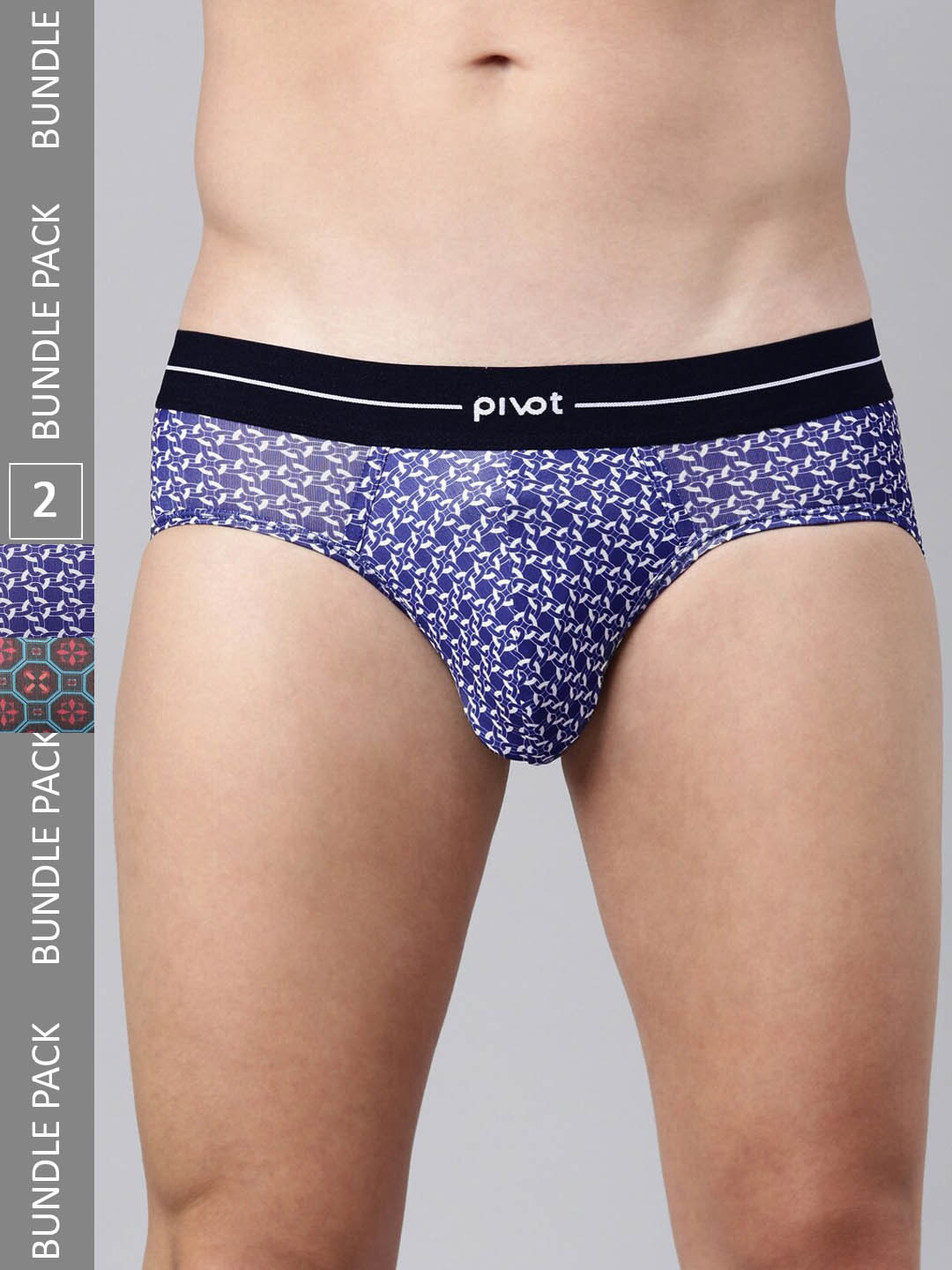 

pivot Men Pack Of 2 Mid-Rise Assorted Basic Briefs
