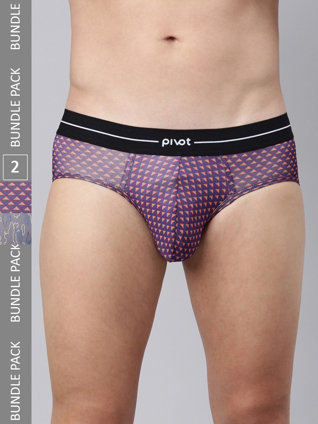 pivot Men Pack Of 2 Mid-Rise Assorted Basic Briefs