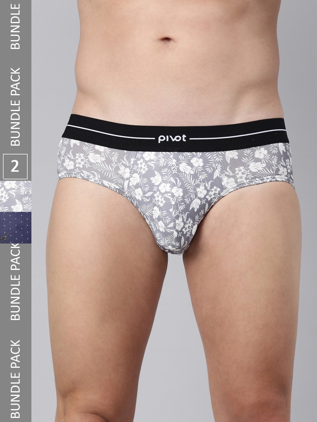 

pivot Men Pack Of 2 Mid-Rise Assorted Basic Briefs