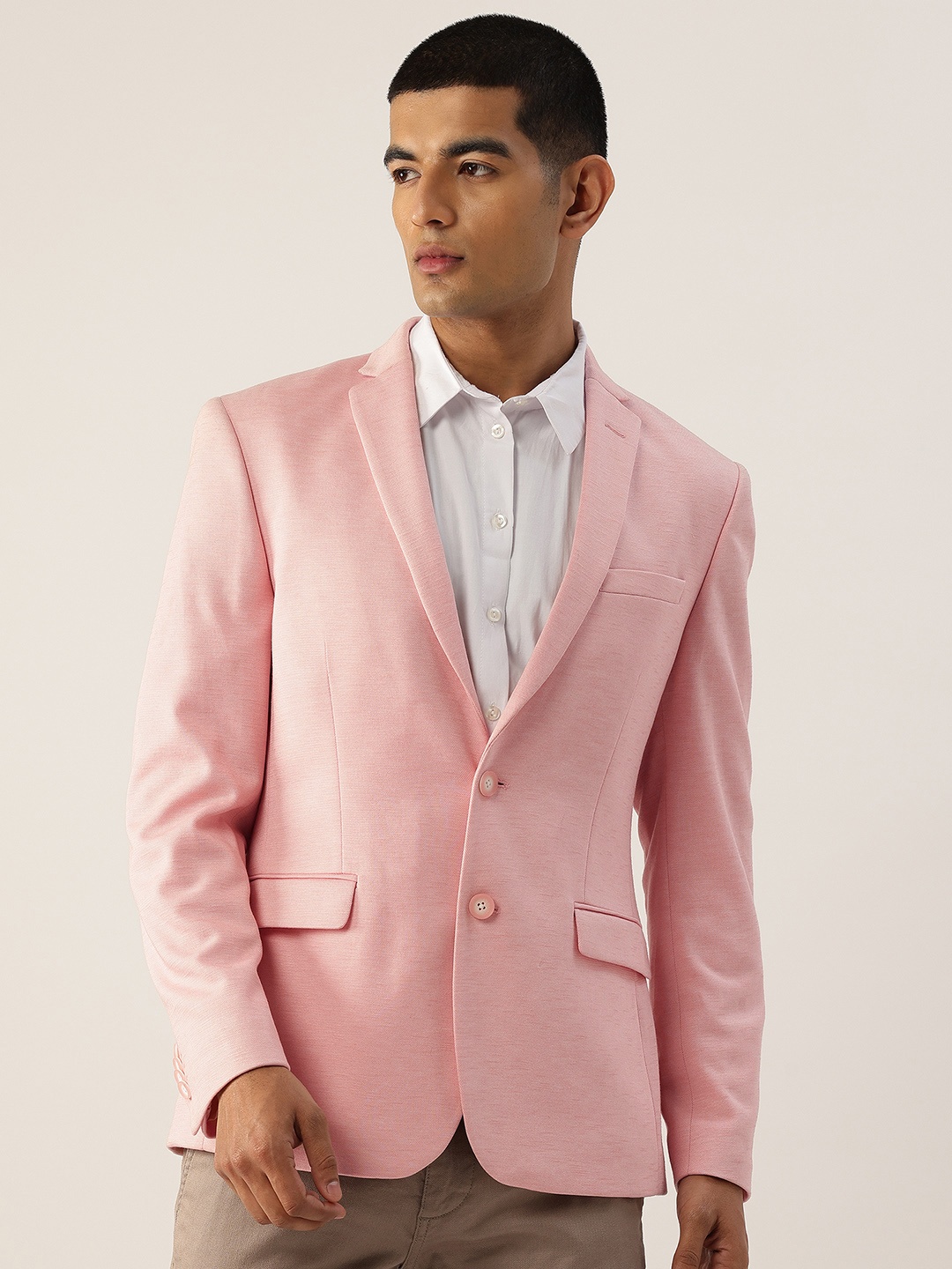 

Peter England Neo Slim Fit Single-Breasted Blazer, Pink