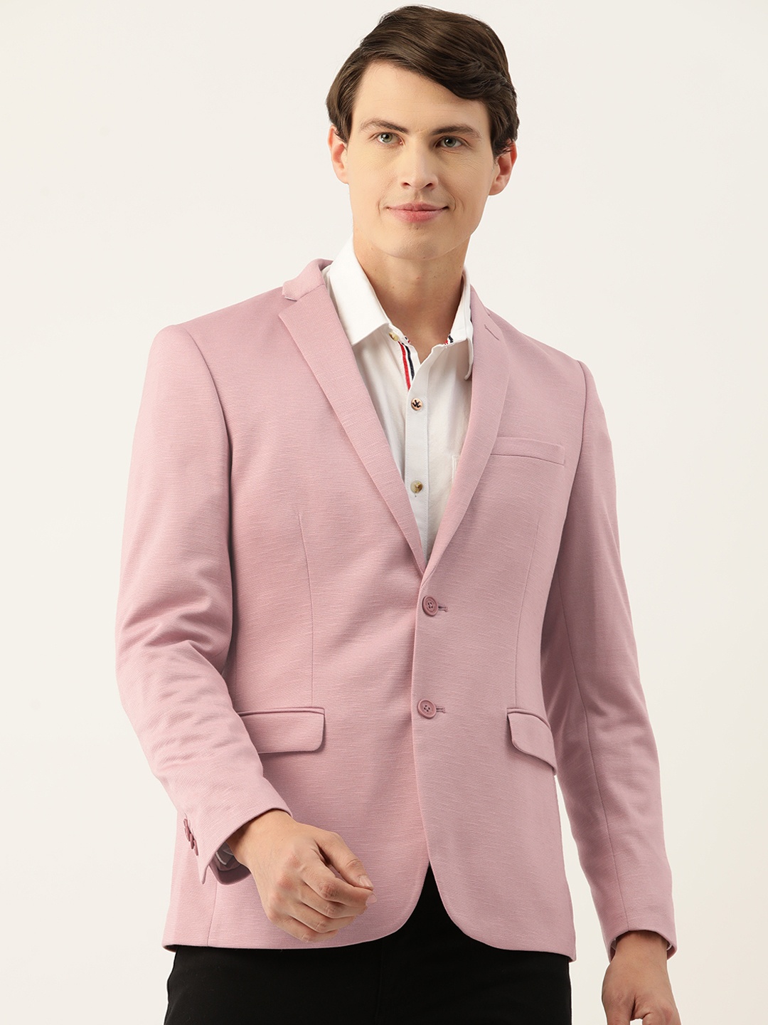 

Peter England Notched Lapel Slim Fit Single Breasted Blazer, Pink