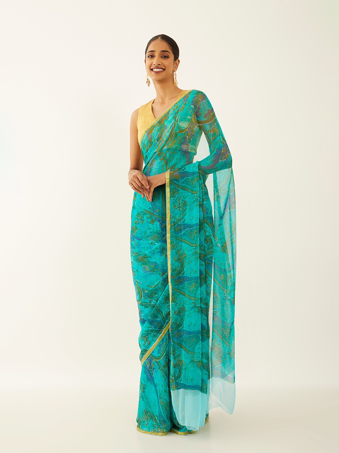 

Taneira Paisley Printed Saree, Blue