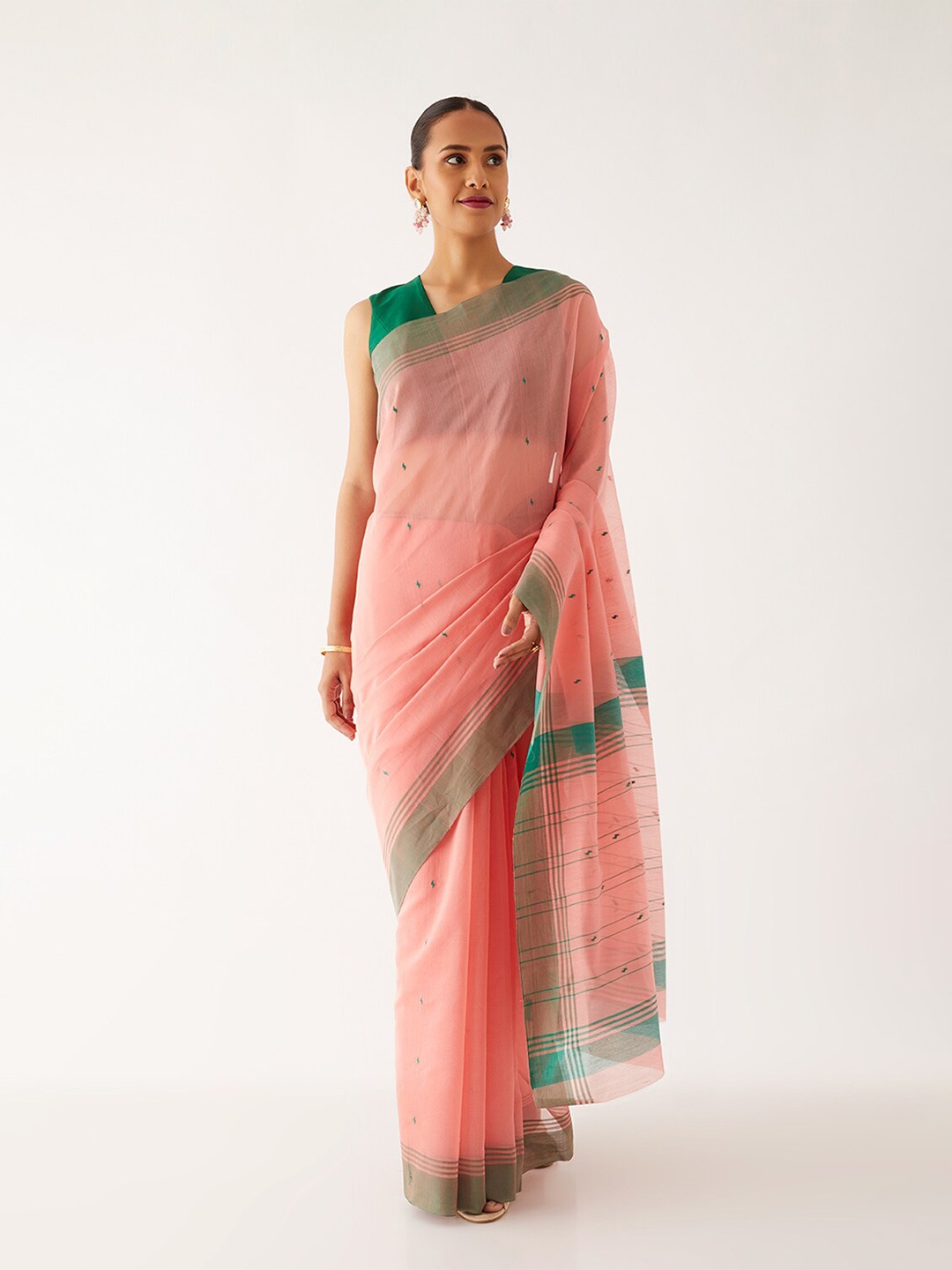 

Taneira Woven Design Silk Cotton Chanderi Saree, Pink