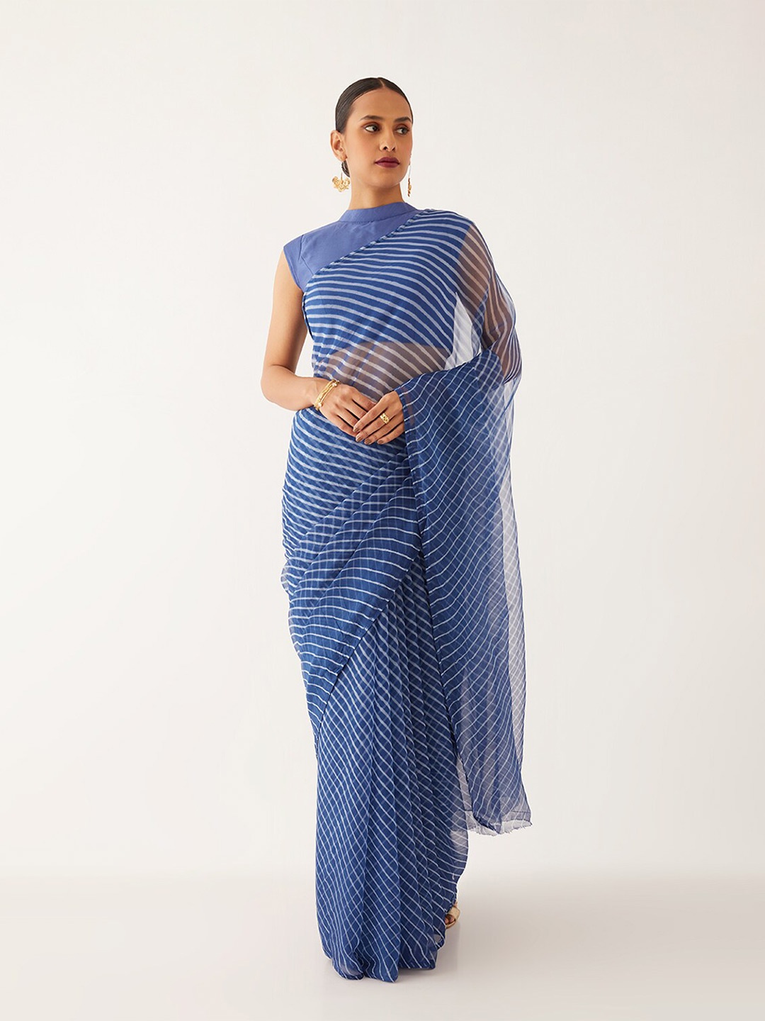 

Taneira Leheriya Printed Pure Georgette Saree, Blue