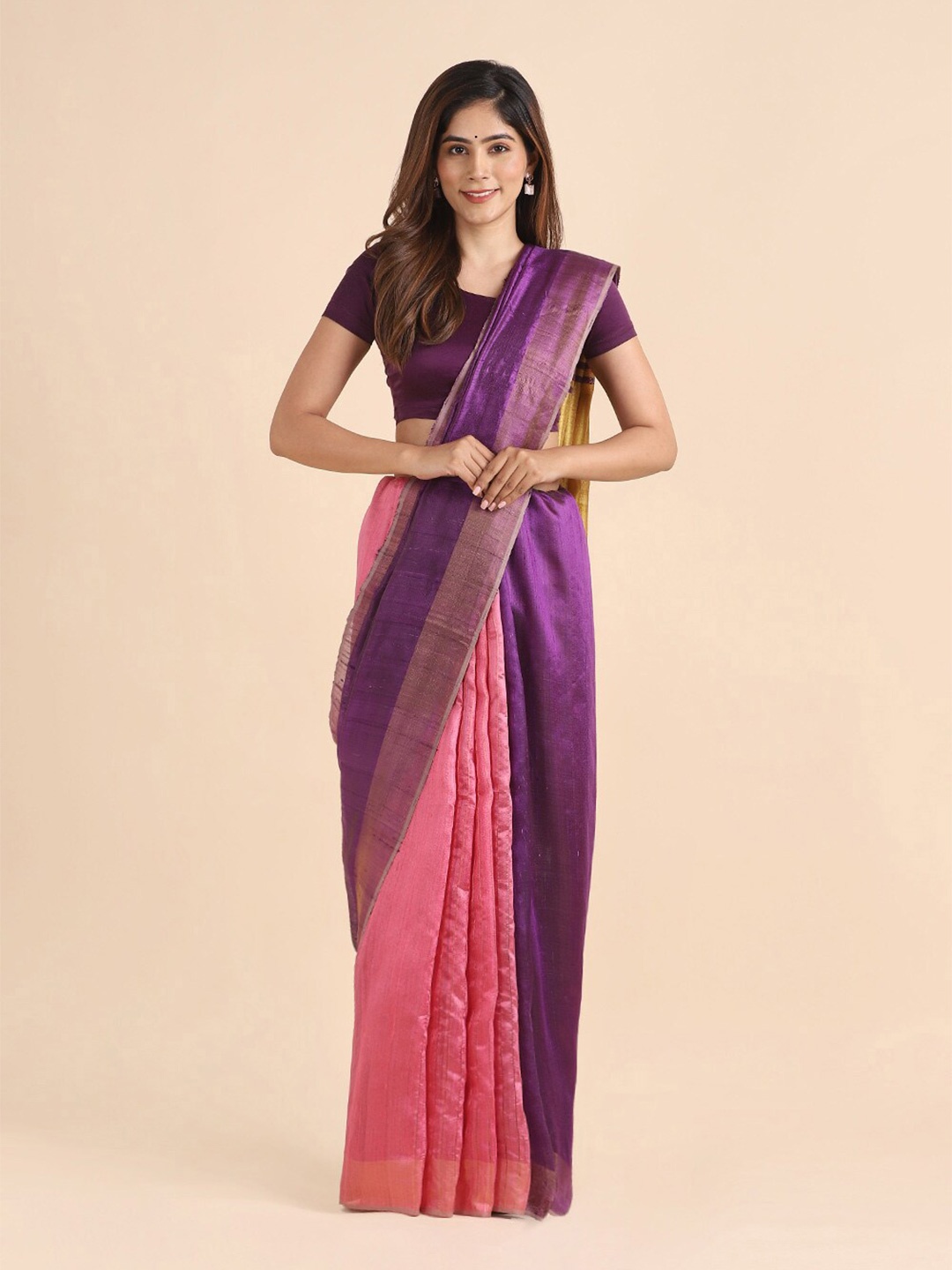 

Taneira Pure Silk Bhagalpuri Saree, Purple