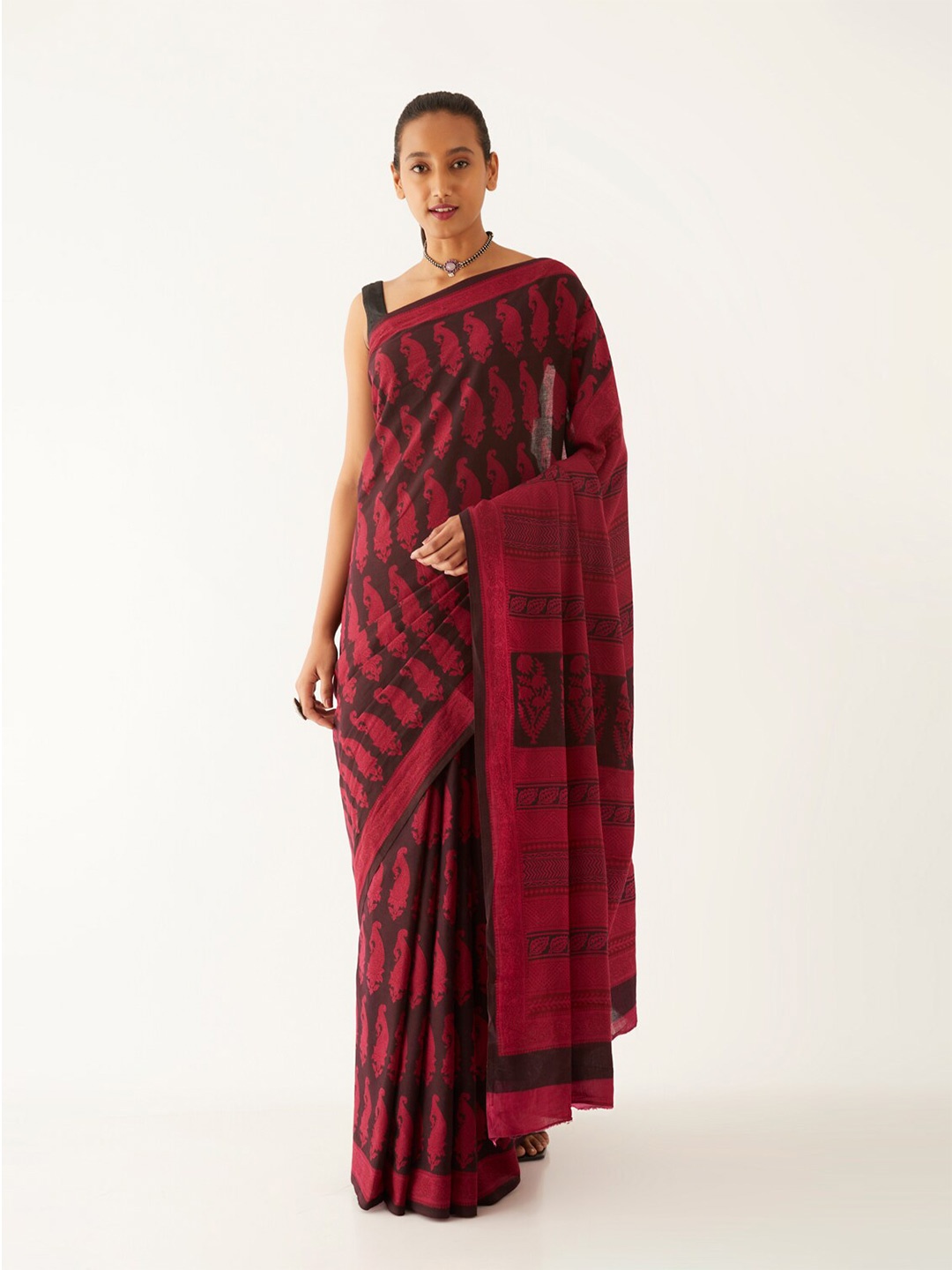 

Taneira Bagh Printed Pure Cotton Bagh Saree, Pink