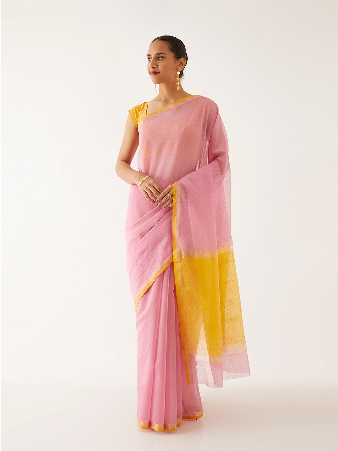

Taneira Silk Cotton Chanderi Saree, Pink