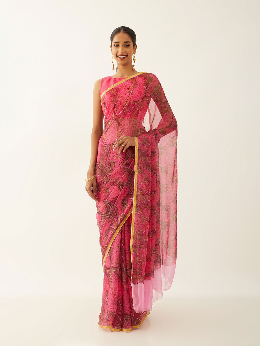 

Taneira Floral Printed Saree, Pink