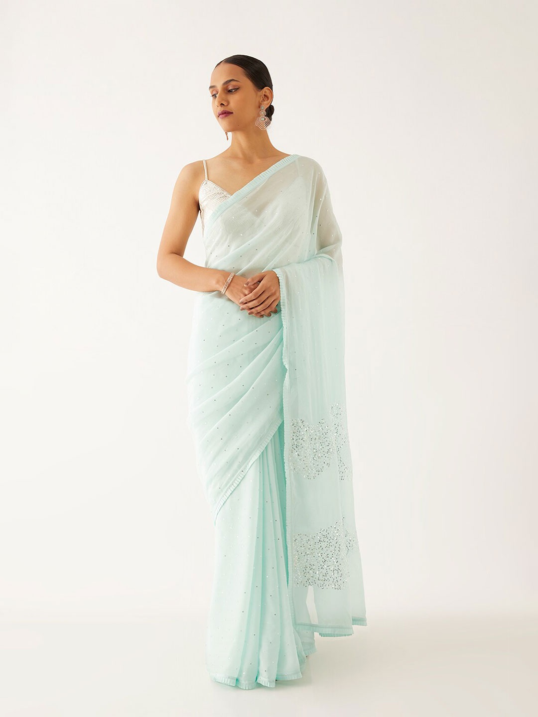 

Taneira Sequin Embellished Saree, Blue
