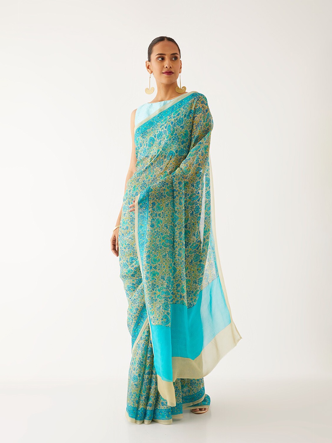 

Taneira Floral Printed Saree, Green