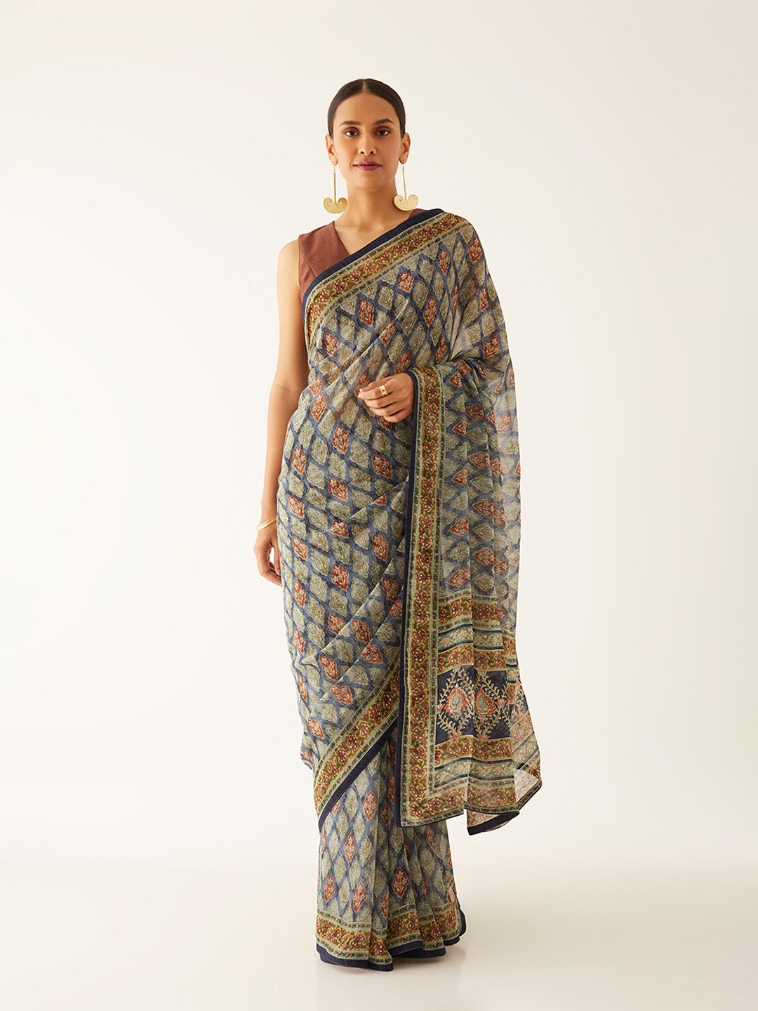 

Taneira Floral Printed Saree, Blue