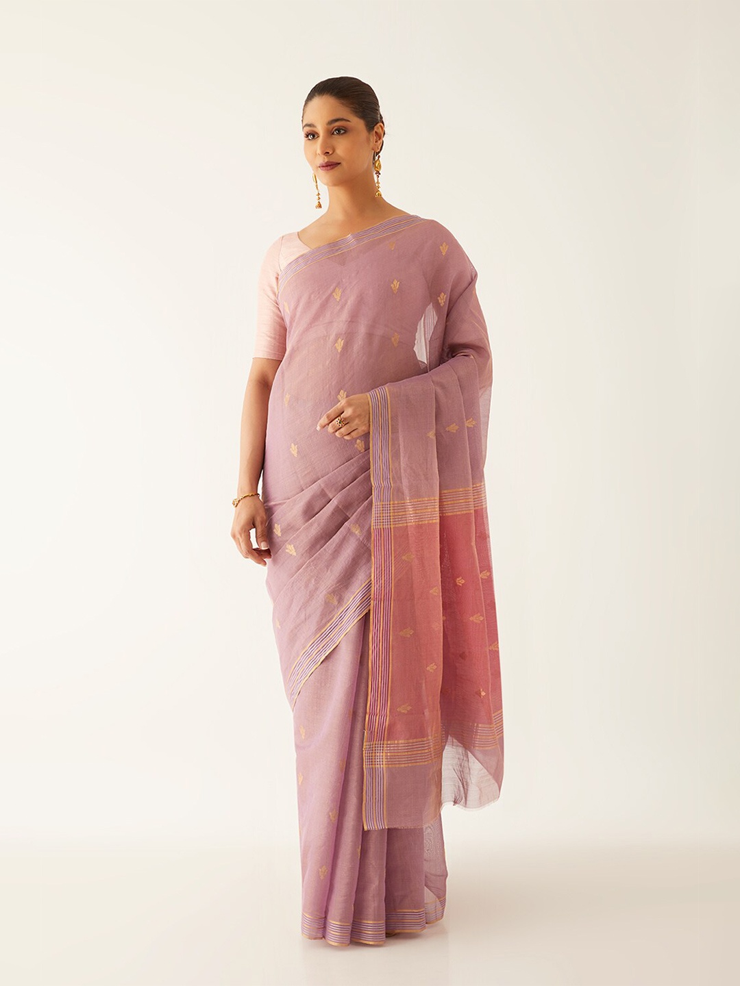 

Taneira Ethnic Woven Design Tissue Chanderi Saree, Purple