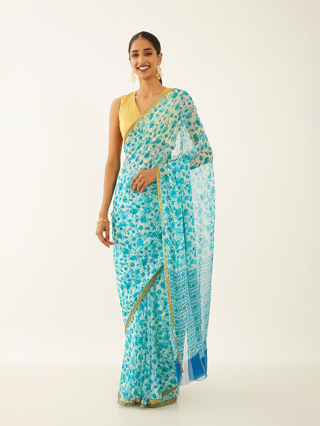

Taneira Floral Printed Saree, Blue