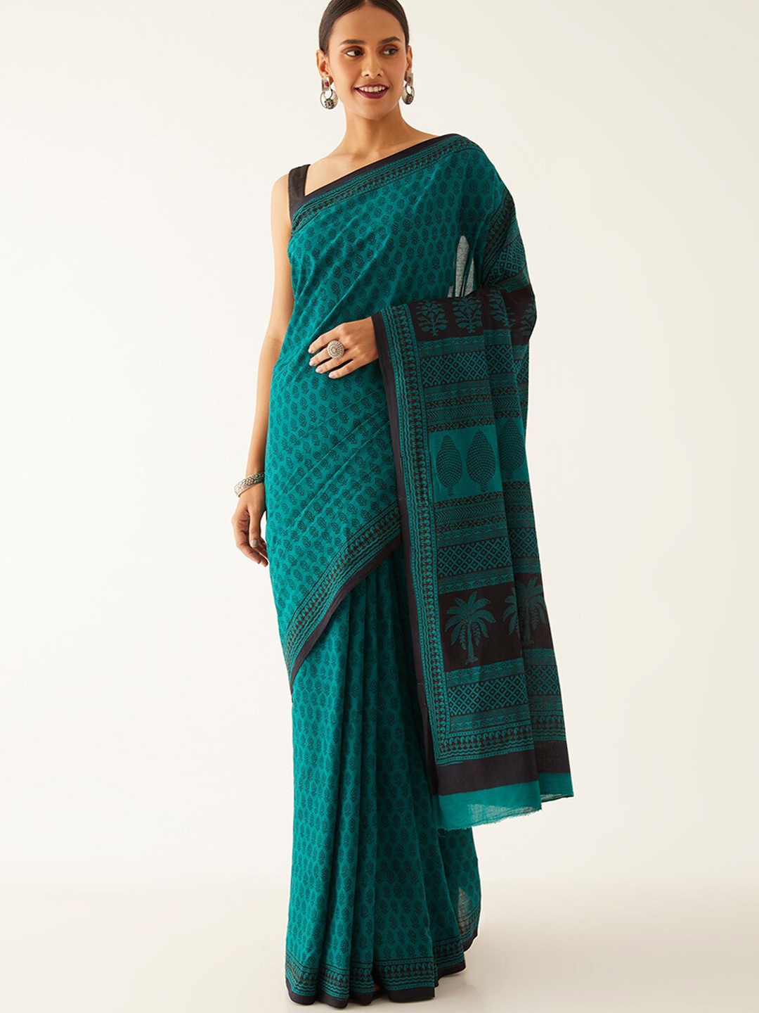 

Taneira Bagh Printed Pure Cotton Bagh Saree, Green